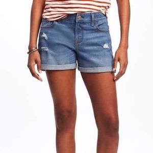 Mid-Rise Boyfriend Ripped Jean Shorts